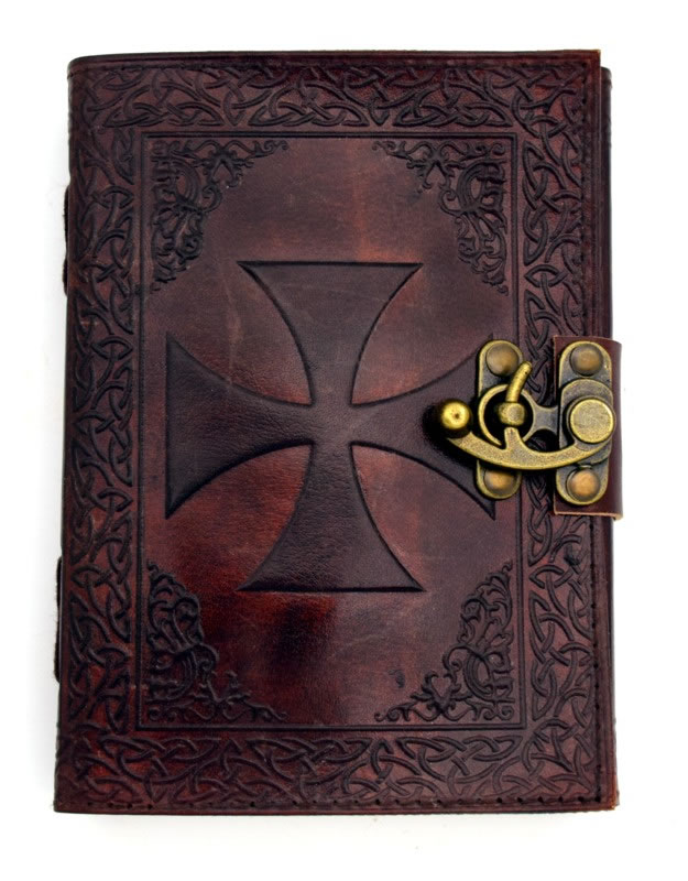 Knights Templar Leather Embossed Journal 5X7 Inches With Metal Lock