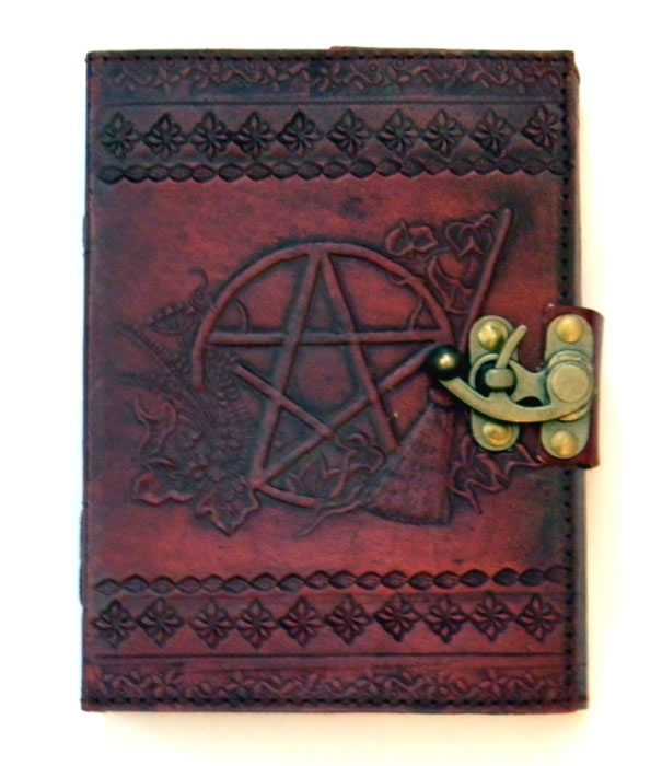 Sabrina'S  Pentagram Leather Journal  5 X 7 With Lock