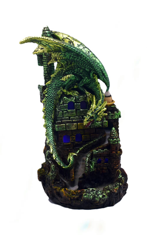 Green Dragon Back Flow Incense Burner With Led Lights