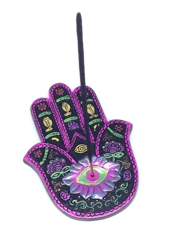 Black/Fuchia Hamsa Incense Burner