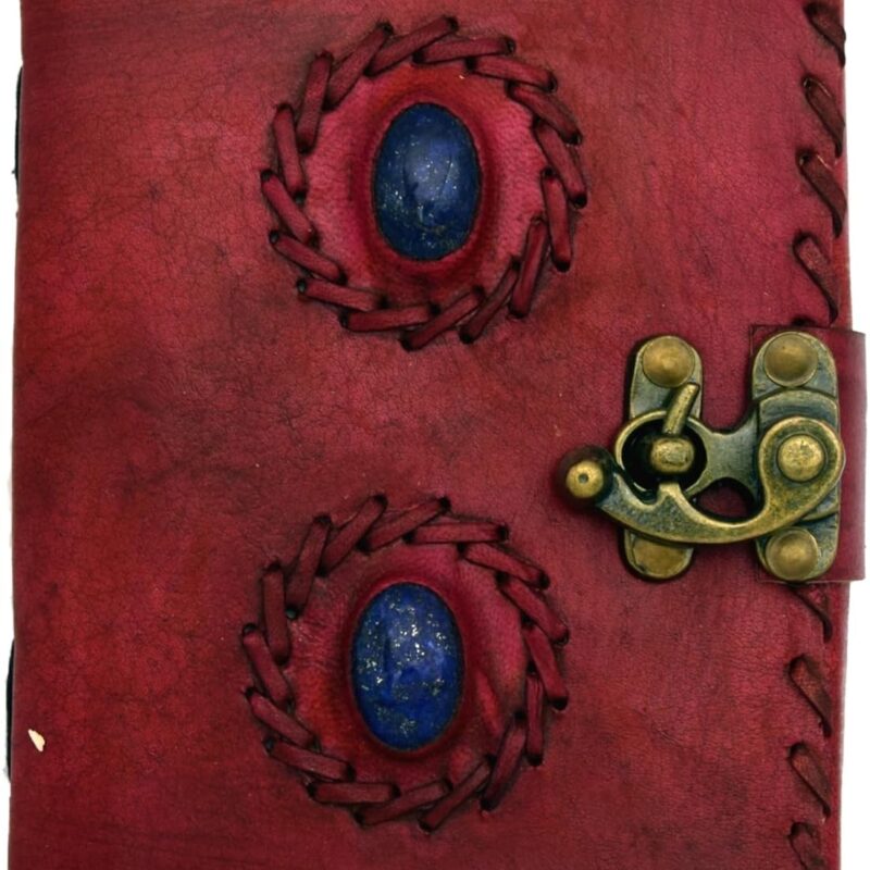 2 Lapis Stone Embossed And Stitched Leather Journal
