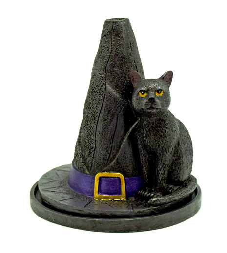 Witches Hat With Cat Incense Burner