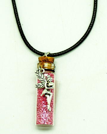 Fairy Pink Glitter Bottle Necklace