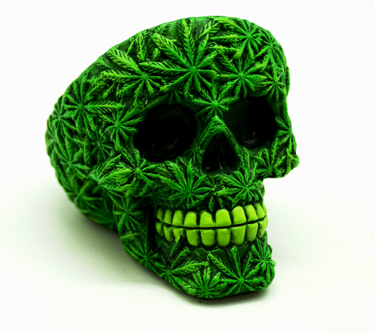 Tall Leaf Skull Ashtray