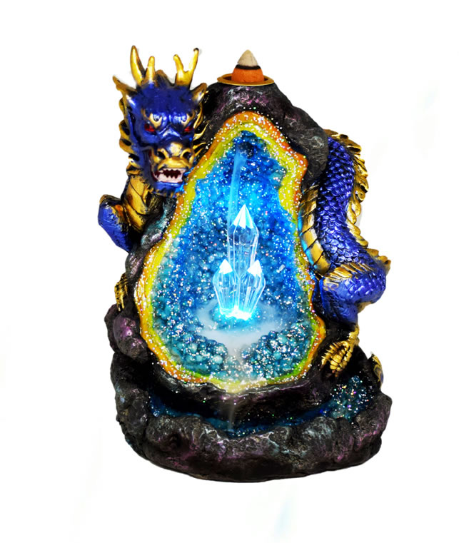 Blue Dragon Backflow Incense Burner With Led Lights