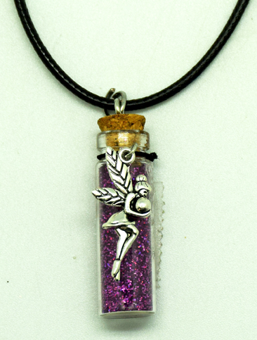 Fairy Purple Glitter Bottle Necklace