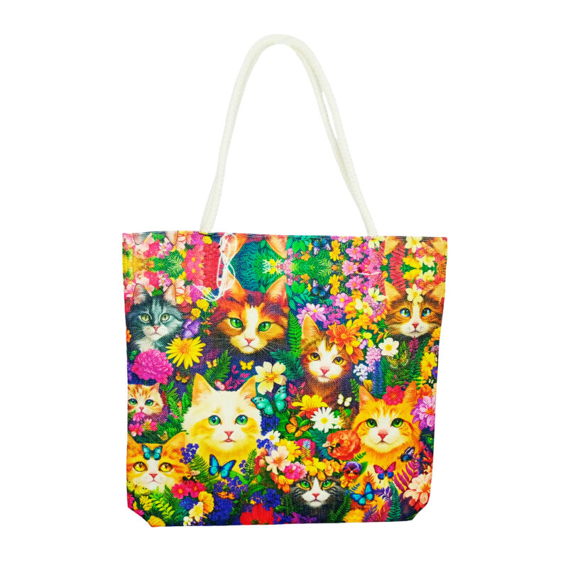 Cats/Flowers Tote Bag