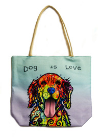 Dog Techno Jute Tote Bag