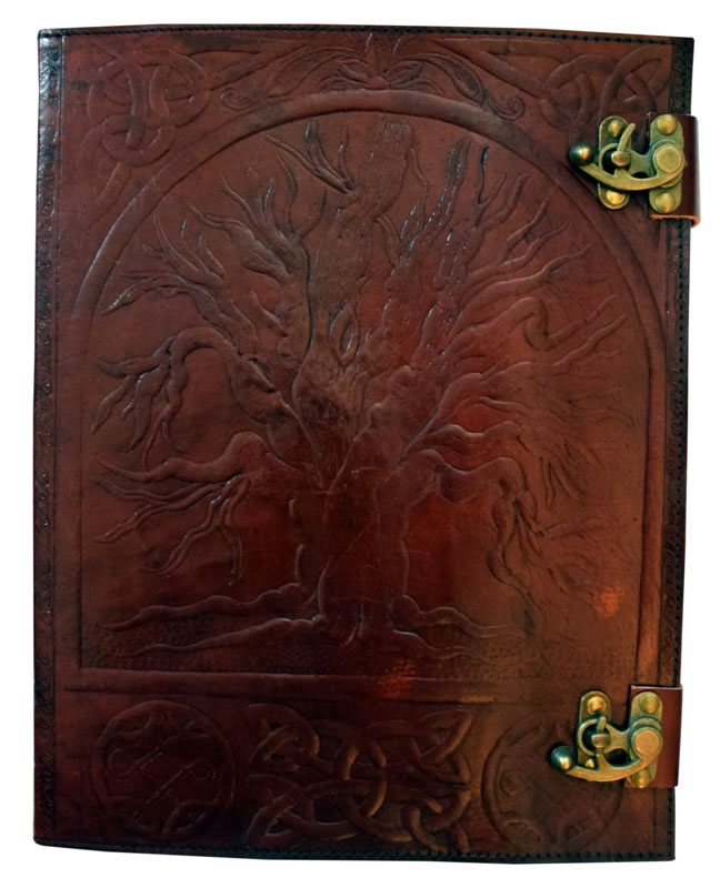 Tree Of Life Leather Embossed Journal With 2 Locks.  10 X 13