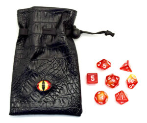 D & D Dice Set Red Dragon Eye Bag