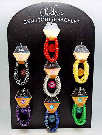 Genuine Gemstone Chakra Bracelets With Display Board