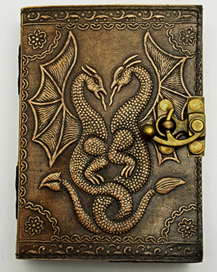 Antique Double Dragon Leather Embossed Journal