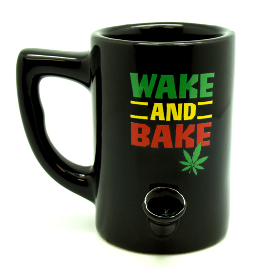 Black Wake And Bake Pipe Mug