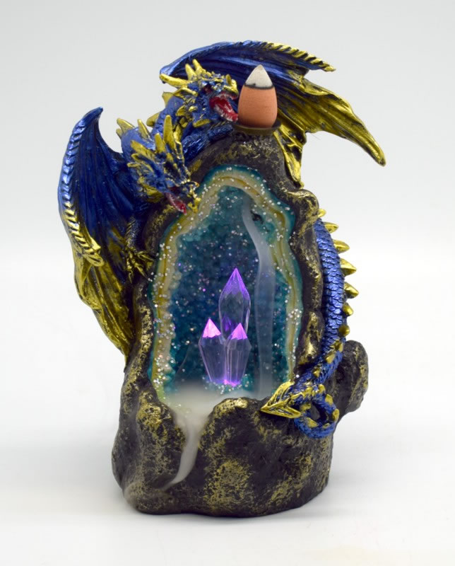 Dragon Backflow Incense Burner With Changing Color Led Lights