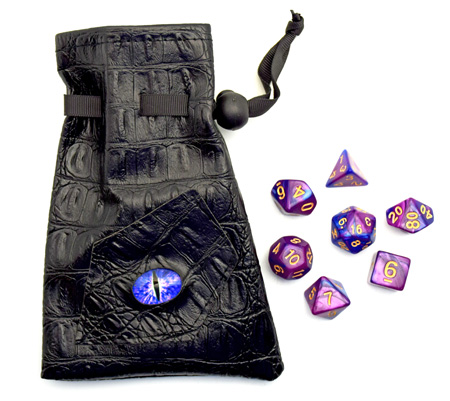 D & D Dice Set Purple Dragon Eye Bag