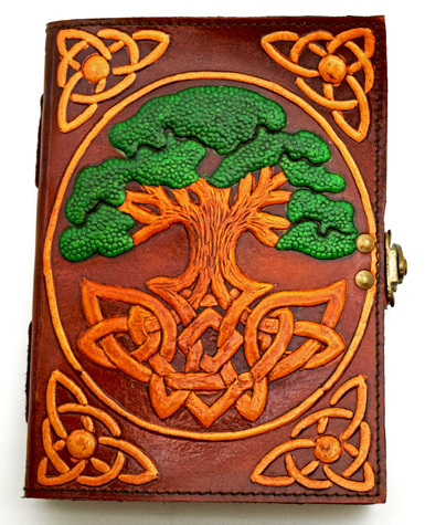Tree Of Life/Green Leaves Leather Embossed Journal