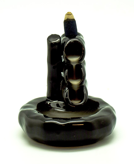 Black Ceramic Steps Back Flow Incense Burner