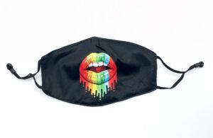 Black 3 Ply Multi Colored Printed Lips